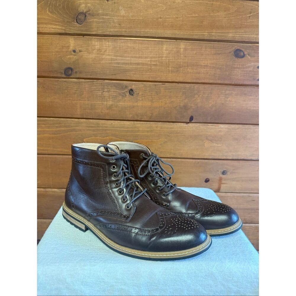 Bruno Marc men's dress ankle boots brown Faux Leather Sz 11